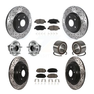 Front Rear Hub Bearing Coated Disc Brake Rotor And Ceramic Pads Kit (10Pc) For Honda CR-V KBB-128258