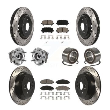 Front Rear Hub Bearing Coated Disc Brake Rotor Pad Kit (10Pc) For 2014-2016 Acura MDX AWD KBB-128259
