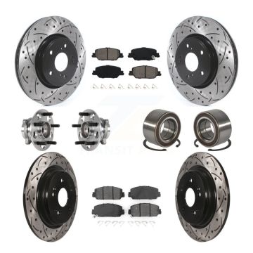 Front Rear Hub Bearing Assembly Coated Disc Brake Rotor And Pad Kit (10Pc) For Honda CR-V KBB-128261