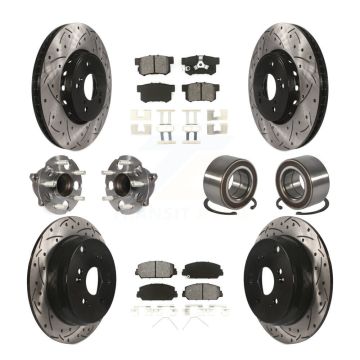 Front Rear Hub Bearing Coated Disc Brake Rotor Pad Kit (10Pc) For 2013-2018 Acura RDX FWD KBB-128266