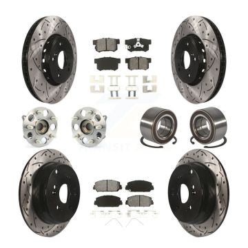 Front Rear Hub Bearing Coated Disc Brake Rotor Pad Kit (10Pc) For 2017-2018 Acura RDX AWD KBB-128267