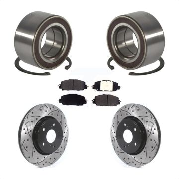Front Wheel Bearing Coated Drilled Slotted Disc Brake Rotors And Pads Kit For Honda CR-V KBB-128277