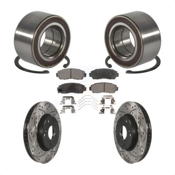 Front Wheel Bearing Coated Drilled Slotted Disc Brake Rotors And Pads Kit For Honda CR-V KBB-128278