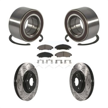 Front Wheel Bearing Coat Drill Slot Brake Rotor Pad Kit For Acura RLX Sport Hybrid SH-AWD KBB-128285