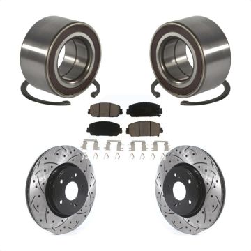Front Wheel Bearing Coated Drilled Slotted Disc Brake Rotors And Pads Kit For Honda CR-V KBB-128288