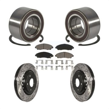 Front Wheel Bearing Coated Drilled Slotted Brake Rotor Pads Kit For Honda Pilot Acura MDX KBB-128290