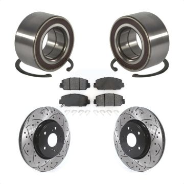 Front Wheel Bearing Coated Drilled Slotted Disc Brake Rotors And Pads Kit For Honda CR-V KBB-128296