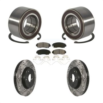 Front Wheel Bearing Coated Drilled Slotted Disc Brake Rotors And Pads Kit For Honda CR-V KBB-128297