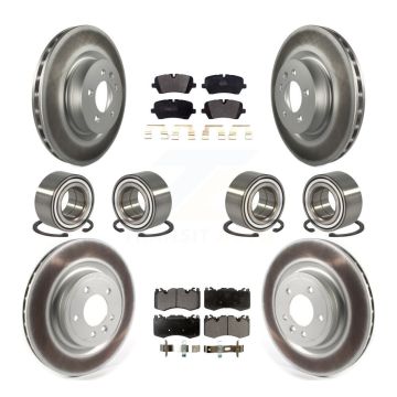 Front Rear Bearing Coated Disc Brake Rotor Pads Kit (10Pc) For 2016 Land Rover Range 3.0L KBB-128302