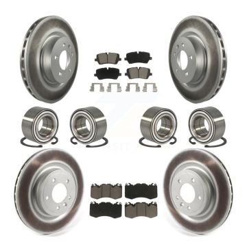 Front Rear Bearing Coated Disc Brake Rotor Pads Kit (10Pc) For 2016 Land Rover Range 3.0L KBB-128304