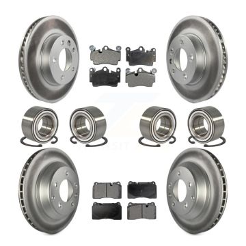 Front Rear Bearings Coated Disc Brake Rotors And Pads Kit (10Pc) For Volkswagen Touareg KBB-128307