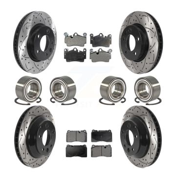 Front Rear Bearings Coated Disc Brake Rotors And Pads Kit (10Pc) For Volkswagen Touareg KBB-128308