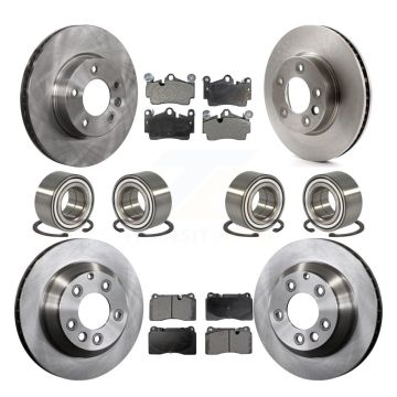 Front Rear Wheel Bearings Disc Brake Rotors And Pads Kit (10Pc) For Volkswagen Touareg KBB-128309