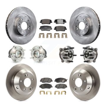 Front Rear Hub Bearing Brake Rotor & Pad Kit (10Pc) For Hyundai Santa Fe XL FWD with 3.3L KBB-128326