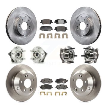Front Rear Hub Bearing Brake Rotor & Pad Kit (10Pc) For Hyundai Santa Fe XL AWD with 3.3L KBB-128327