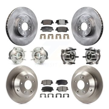 Front Rear Hub Bearings Disc Brake Rotors And Pads Kit (10Pc) For Hyundai Santa Fe Sport KBB-128328