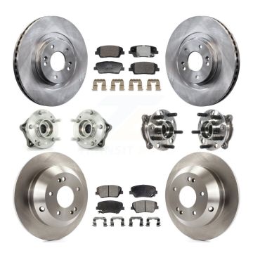 Front Rear Hub Bearings Disc Brake Rotors And Pads Kit (10Pc) For Hyundai Santa Fe Sport KBB-128329