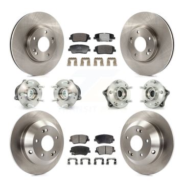 Front Rear Hub Bearing Brake Rotor & Pads Kit (10Pc) For Hyundai Santa Fe Kia Sorento FWD KBB-128351