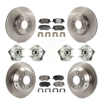 Front Rear Hub Bearing Brake Rotor & Pads Kit (10Pc) For Hyundai Santa Fe Kia Sorento AWD KBB-128352