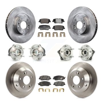 Front Rear Hub Bearing Brake Rotor & Pad Kit (10Pc) For Hyundai Santa Fe XL FWD with 3.3L KBB-128353