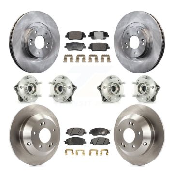 Front Rear Hub Bearing Brake Rotor & Pad Kit (10Pc) For Hyundai Santa Fe XL AWD with 3.3L KBB-128354