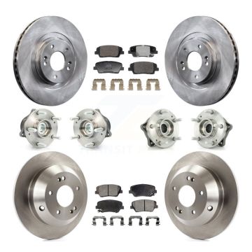 Front Rear Hub Bearing Brake Rotor Pads Kit (10Pc) For Hyundai Santa Fe Sport Kia Sorento KBB-128355