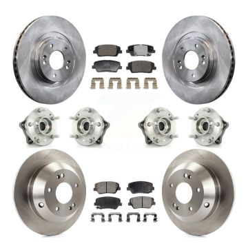 Front Rear Hub Bearing Brake Rotor Pads Kit (10Pc) For Hyundai Santa Fe Sport Kia Sorento KBB-128356