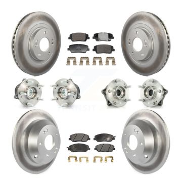 Front Rear Hub Bearing Coated Disc Brake Rotor And Pad Kit (10Pc) For Hyundai Santa Fe XL KBB-128376