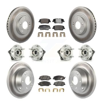 Front Rear Hub Bearing Coated Disc Brake Rotor And Pad Kit (10Pc) For Hyundai Santa Fe XL KBB-128377