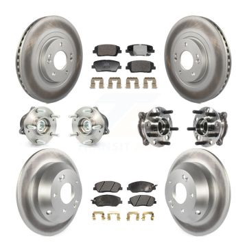 Front Rear Hub Bearing Coated Disc Brake Rotor And Pad Kit (10Pc) For Hyundai Santa Fe XL KBB-128378