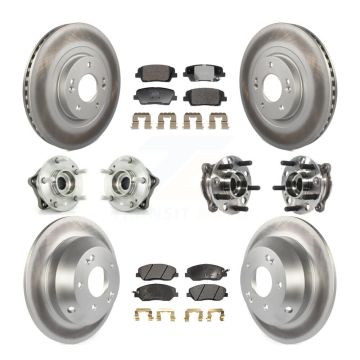 Front Rear Hub Bearing Coated Disc Brake Rotor And Pad Kit (10Pc) For Hyundai Santa Fe XL KBB-128379