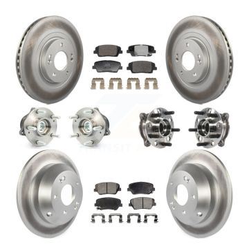 Front Rear Hub Bearing Coated Disc Brake Rotor Pads Kit (10Pc) For Hyundai Santa Fe Sport KBB-128382