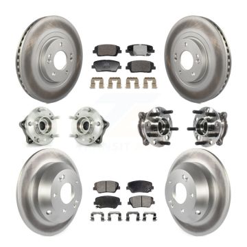Front Rear Hub Bearing Coated Disc Brake Rotor Pads Kit (10Pc) For Hyundai Santa Fe Sport KBB-128383