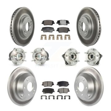 Front Rear Hub Bearing Coated Brake Rotor Pad Kit (10Pc) For Hyundai Santa Fe Kia Sorento KBB-128384