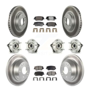 Front Rear Hub Bearing Coated Brake Rotor Pad Kit (10Pc) For Hyundai Santa Fe Kia Sorento KBB-128385