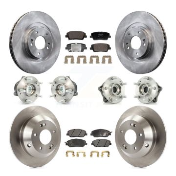 Front Rear Hub Bearing Brake Rotor & Pad Kit (10Pc) For Hyundai Santa Fe XL FWD with 3.3L KBB-128419