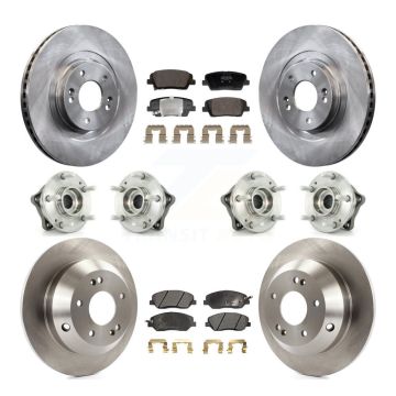 Front Rear Hub Bearing Brake Rotor & Pad Kit (10Pc) For Hyundai Santa Fe XL AWD with 3.3L KBB-128420