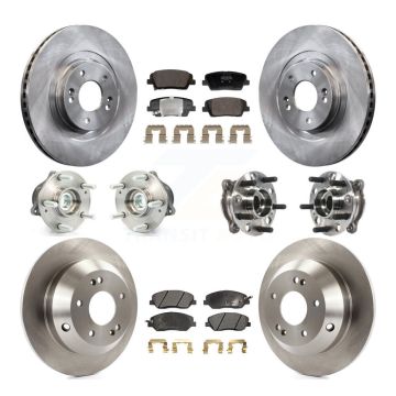 Front Rear Hub Bearing Brake Rotor & Pad Kit (10Pc) For Hyundai Santa Fe XL FWD with 3.3L KBB-128421