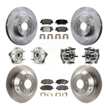 Front Rear Hub Bearing Brake Rotor & Pad Kit (10Pc) For Hyundai Santa Fe XL AWD with 3.3L KBB-128422