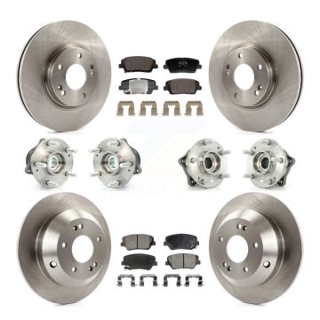 Front Rear Hub Bearing Brake Rotor & Pads Kit (10Pc) For Hyundai Santa Fe Kia Sorento FWD KBB-128423
