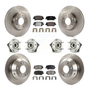 Front Rear Hub Bearing Brake Rotor & Pads Kit (10Pc) For Hyundai Santa Fe Kia Sorento AWD KBB-128424