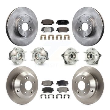 Front Rear Hub Bearing Brake Rotor Pads Kit (10Pc) For Hyundai Santa Fe Sport Kia Sorento KBB-128425