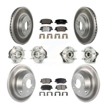Front Rear Hub Bearing Coated Brake Rotor Pad Kit (10Pc) For Hyundai Santa Fe Kia Sorento KBB-128437