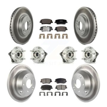 Front Rear Hub Bearing Coated Brake Rotor Pad Kit (10Pc) For Hyundai Santa Fe Kia Sorento KBB-128438