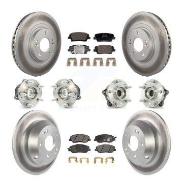 Front Rear Hub Bearing Coated Disc Brake Rotor And Pad Kit (10Pc) For Hyundai Santa Fe XL KBB-128439