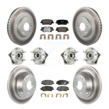Front Rear Hub Bearing Coated Disc Brake Rotor And Pad Kit (10Pc) For Hyundai Santa Fe XL KBB-128440