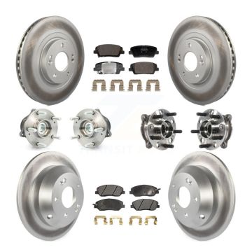 Front Rear Hub Bearing Coated Disc Brake Rotor And Pad Kit (10Pc) For Hyundai Santa Fe XL KBB-128441