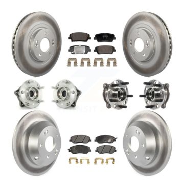 Front Rear Hub Bearing Coated Disc Brake Rotor And Pad Kit (10Pc) For Hyundai Santa Fe XL KBB-128442