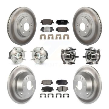 Front Rear Hub Bearing Coated Disc Brake Rotor Pads Kit (10Pc) For Hyundai Santa Fe Sport KBB-128445