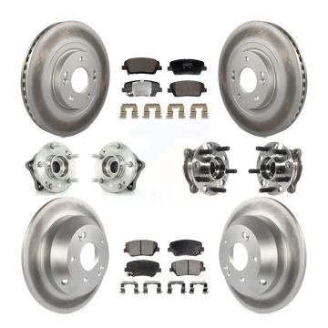 Front Rear Hub Bearing Coated Disc Brake Rotor Pads Kit (10Pc) For Hyundai Santa Fe Sport KBB-128446